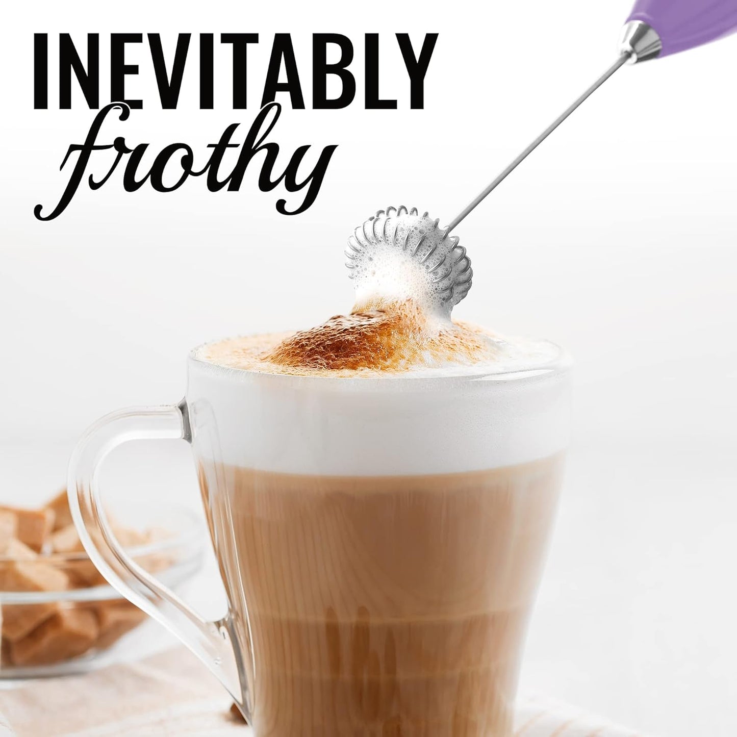 Double Whisk Milk Frother for Coffee with Upgraded Holster Stand - Coffee Frother Handheld - Electric Handheld Foam Maker - Hand Mixer for Latte, Matcha - Electric Whisk (Galaxy)