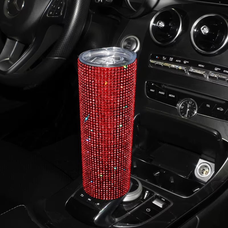 Bling Rhinestones 20OZ Stainless Steel Tumbler Cup with Lid Straw Sparkling Diamond Water Bottle Car Coffee Cup Mug