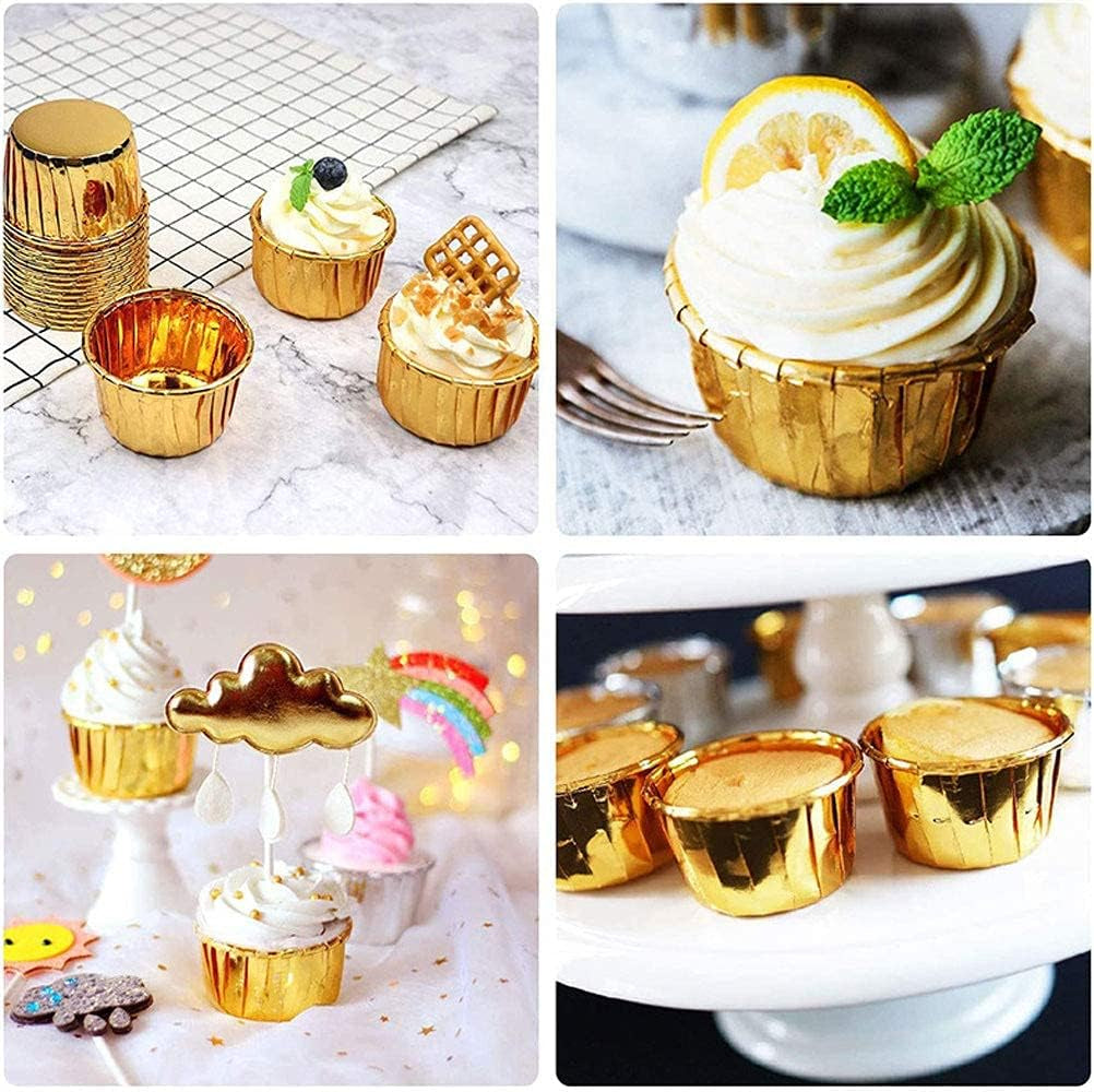 Aluminum Foil Cupcake Cups Cupcake Liners 100Pcs Disposable Ramekin Muffinbaking Cups Little Foil Cups Cupcake Ramekin Holder Cups Ramekins for Baking Foil Baking Cups
