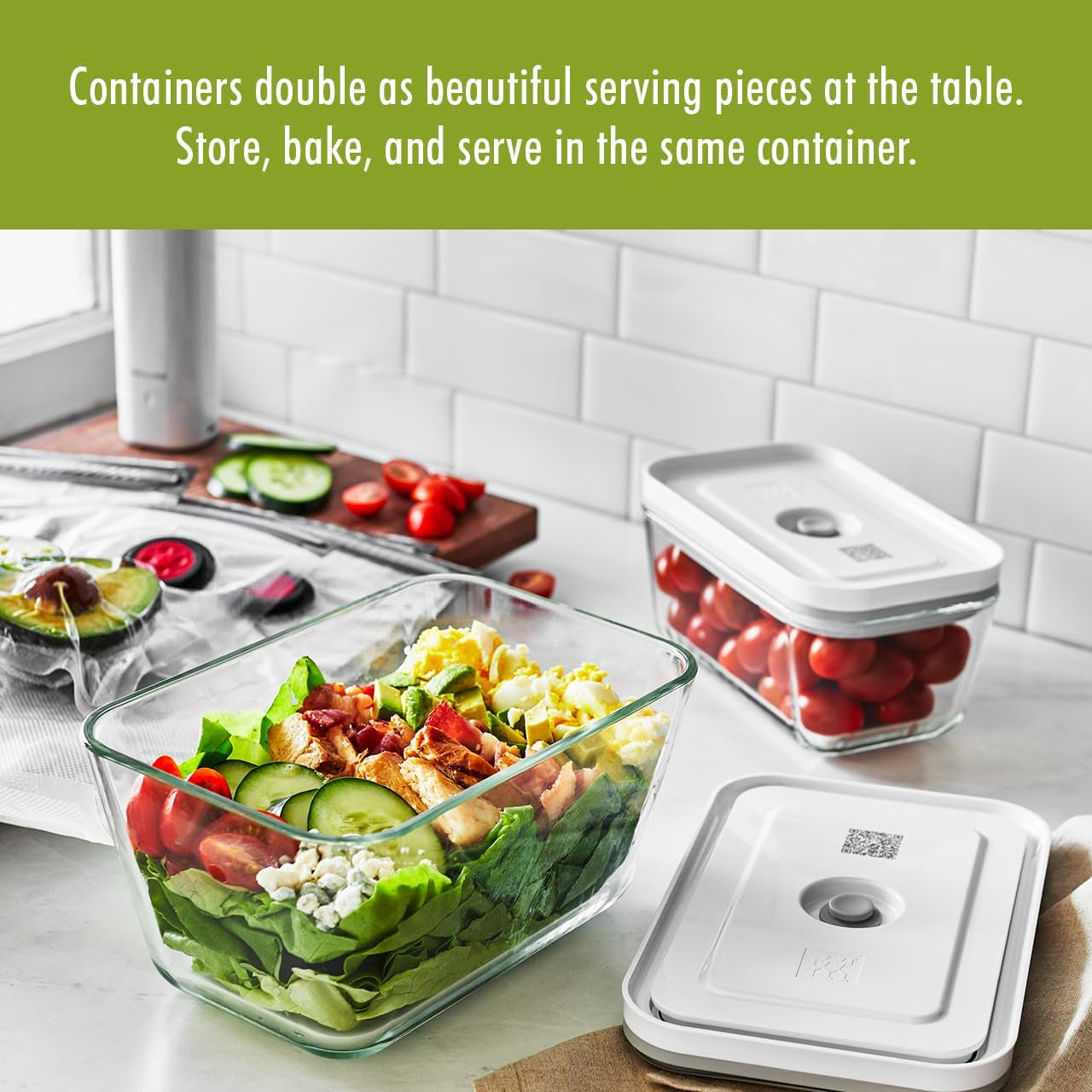 ZWILLING Fresh & save Glass Large Airtight Food Storage Container, Meal Prep Container, Food Saver