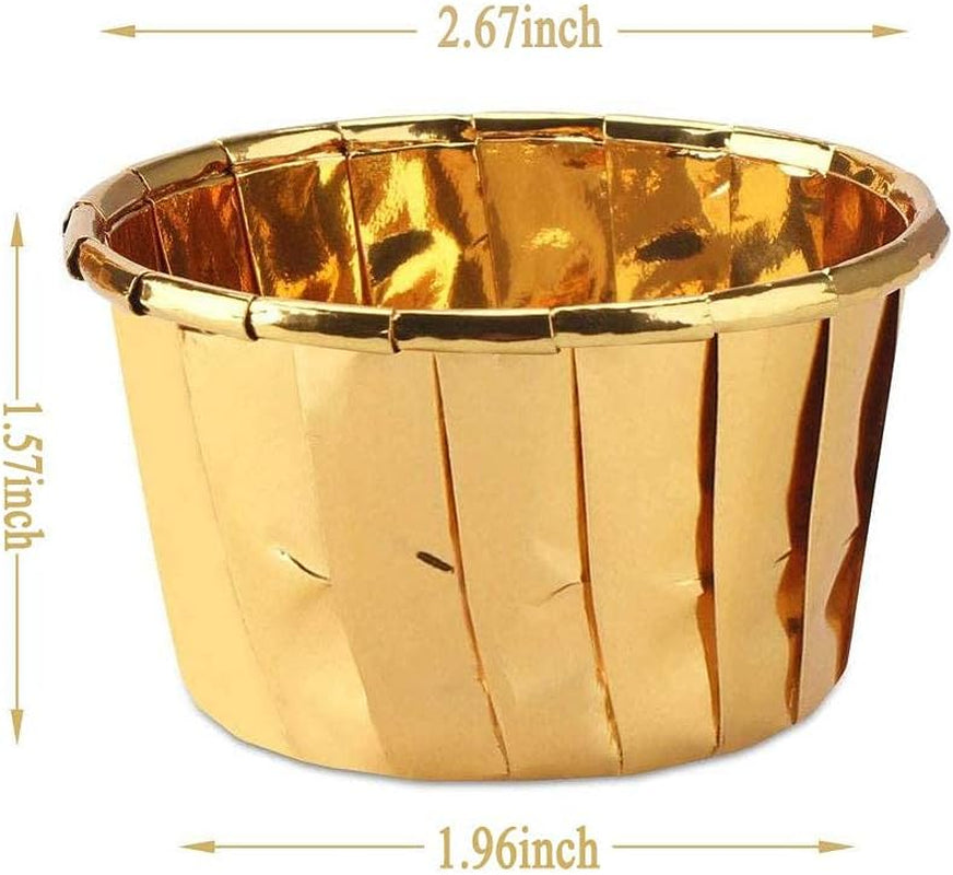 Aluminum Foil Cupcake Cups Cupcake Liners 100Pcs Disposable Ramekin Muffinbaking Cups Little Foil Cups Cupcake Ramekin Holder Cups Ramekins for Baking Foil Baking Cups