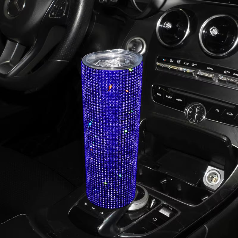 Bling Rhinestones 20OZ Stainless Steel Tumbler Cup with Lid Straw Sparkling Diamond Water Bottle Car Coffee Cup Mug