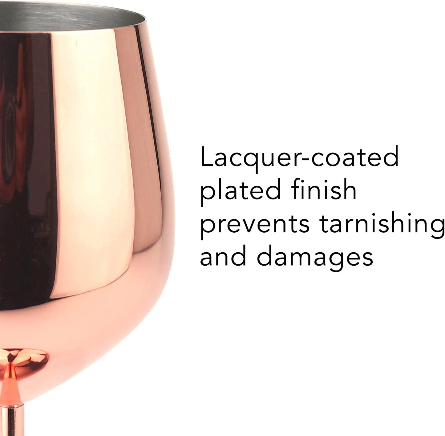 PG Copper/Rose Gold Stem Stainless Steel Wine Glass Set 4-18.5 Oz