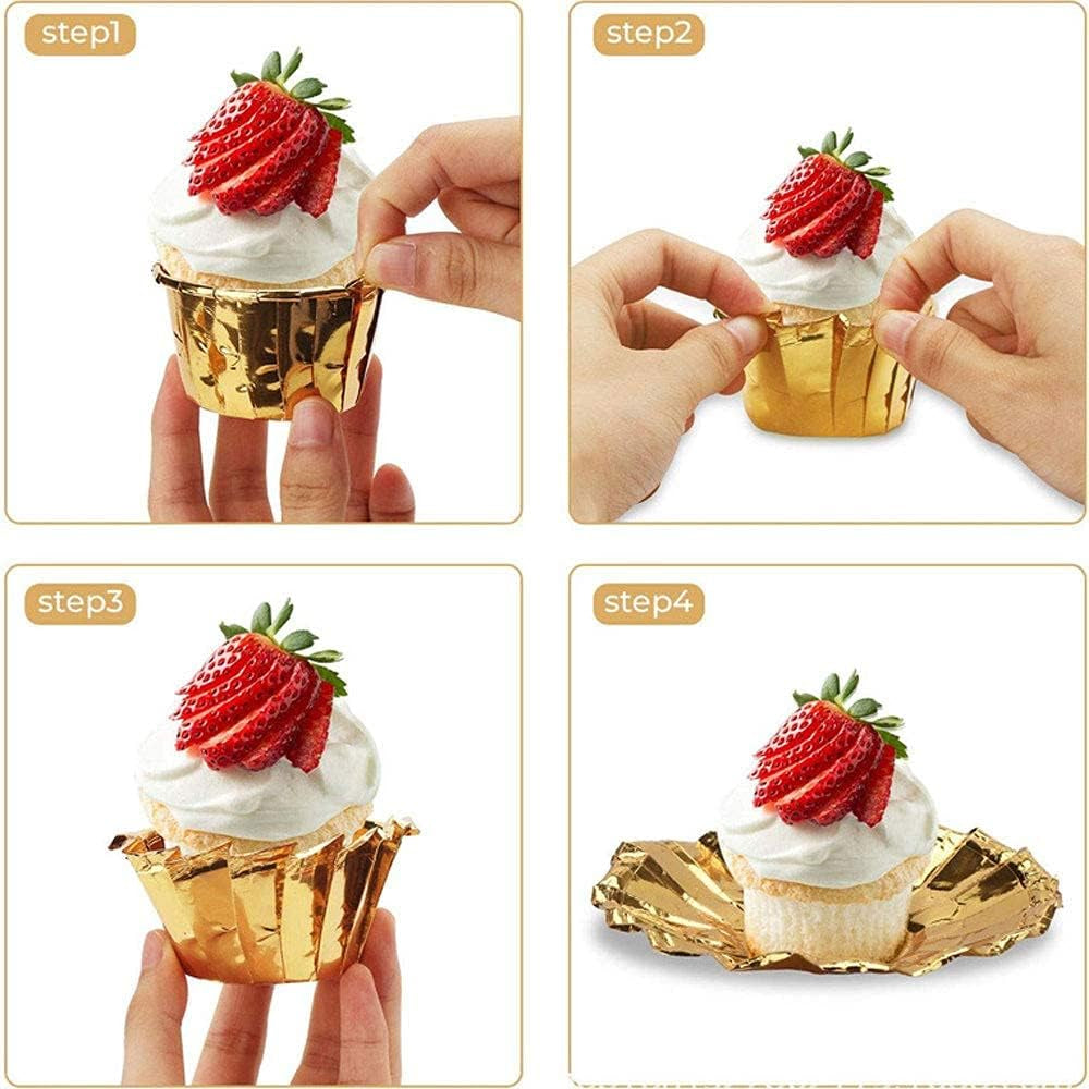 Aluminum Foil Cupcake Cups Cupcake Liners 100Pcs Disposable Ramekin Muffinbaking Cups Little Foil Cups Cupcake Ramekin Holder Cups Ramekins for Baking Foil Baking Cups