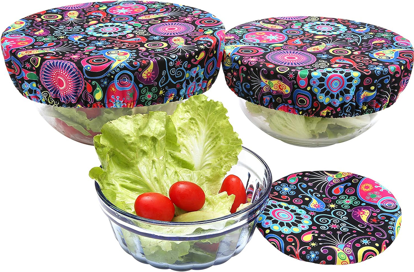 Wegreeco Elastic Reusable Bowl Covers for Bread Proofing, Fabric Cloth Sourdough Bowl Covers for Proofing - Set of 3, Bloom