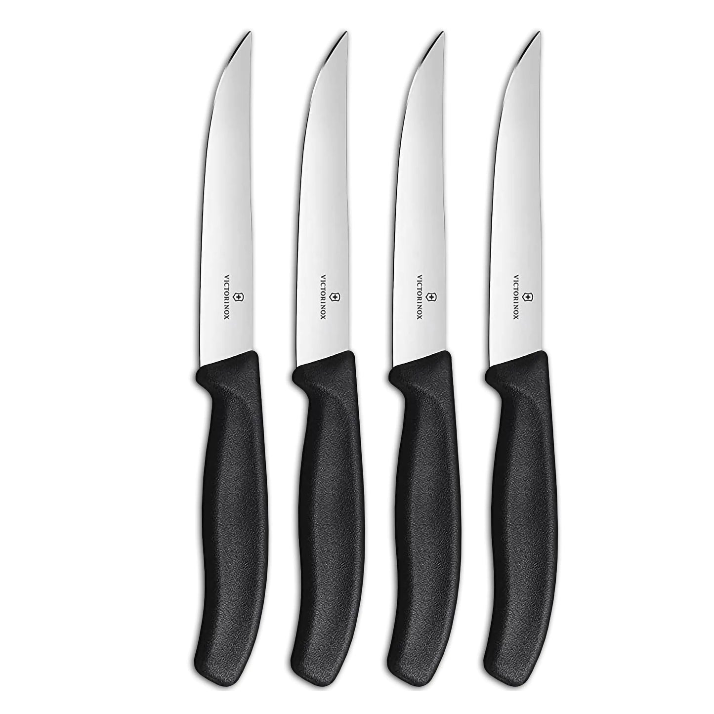 Victorinox Swiss Classic Steak Knives - Cooking Knives for Kitchen Utensils - Ergonomic Stainless Steel Meat Knives - Black Handles 4-Piece Set