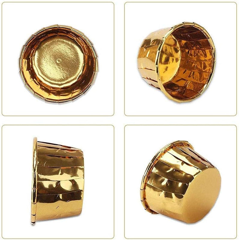 Aluminum Foil Cupcake Cups Cupcake Liners 100Pcs Disposable Ramekin Muffinbaking Cups Little Foil Cups Cupcake Ramekin Holder Cups Ramekins for Baking Foil Baking Cups