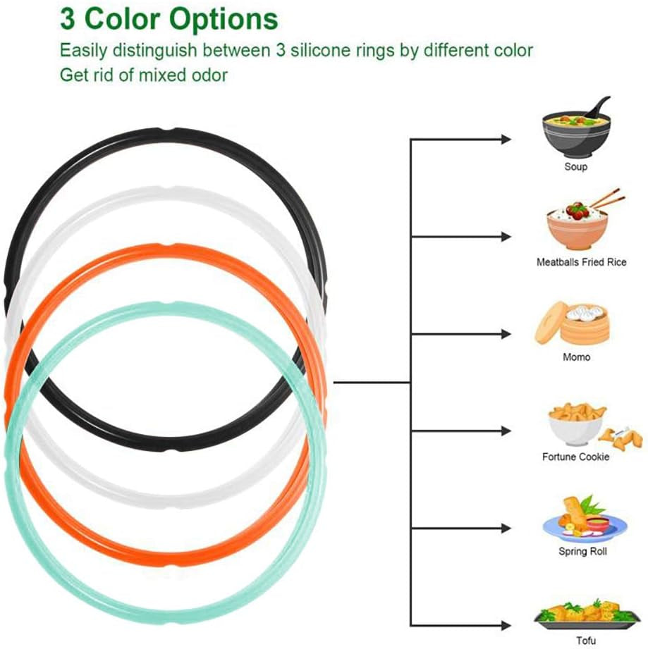 STYDDI 4 Pack 6Qt Silicone Sealing Ring for Instant Pot, Replacement Seal Gasket for Instant Pot 6 Quart Model, Fits Duo 6 Quart, Lux 6 Quart, Duo plus 6 Quart, Ultra 6 Quart, Nova 6 Quart