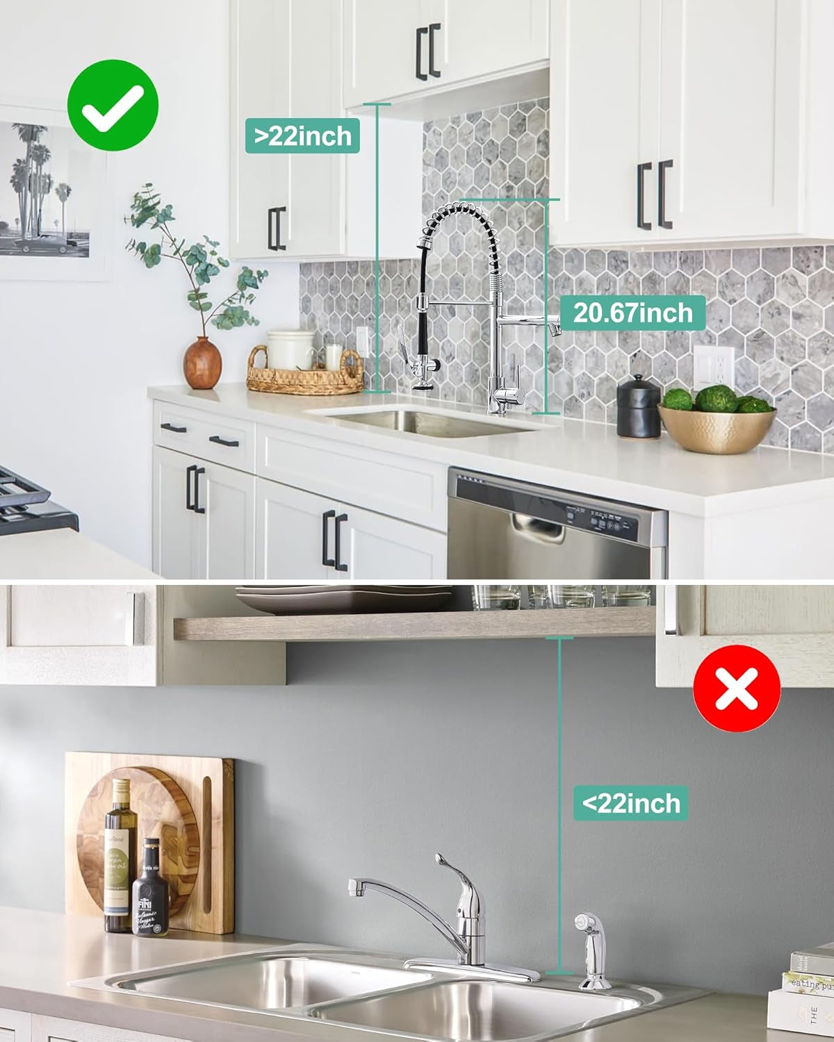 Fapully Chrome Kitchen Faucet with Sprayer,Commercial Single Handle Pull down Kitchen Sink Faucet