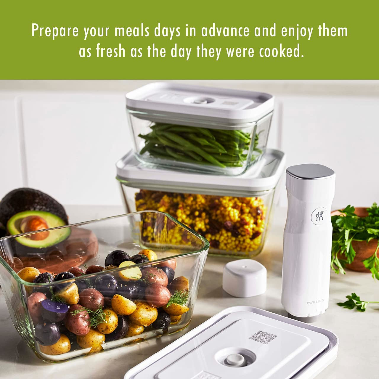 ZWILLING Fresh & save Glass Large Airtight Food Storage Container, Meal Prep Container, Food Saver