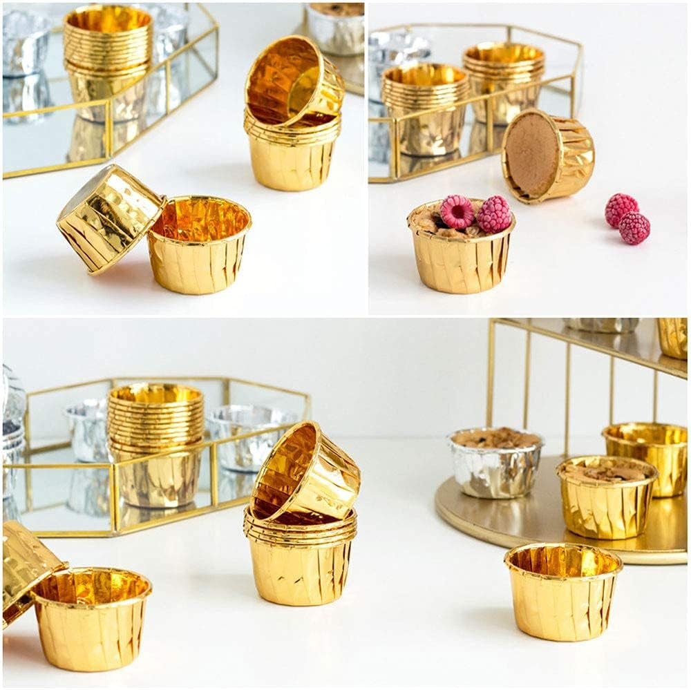 Aluminum Foil Cupcake Cups Cupcake Liners 100Pcs Disposable Ramekin Muffinbaking Cups Little Foil Cups Cupcake Ramekin Holder Cups Ramekins for Baking Foil Baking Cups