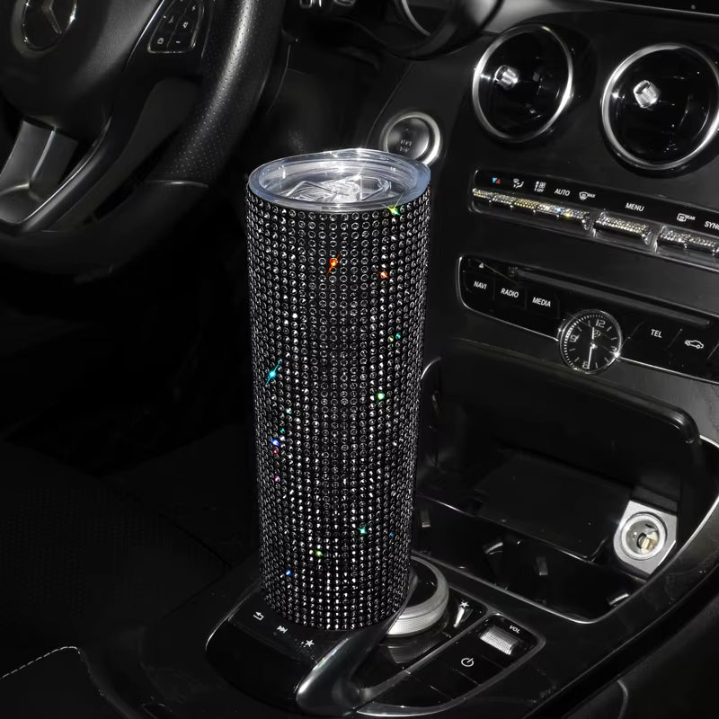 Bling Rhinestones 20OZ Stainless Steel Tumbler Cup with Lid Straw Sparkling Diamond Water Bottle Car Coffee Cup Mug
