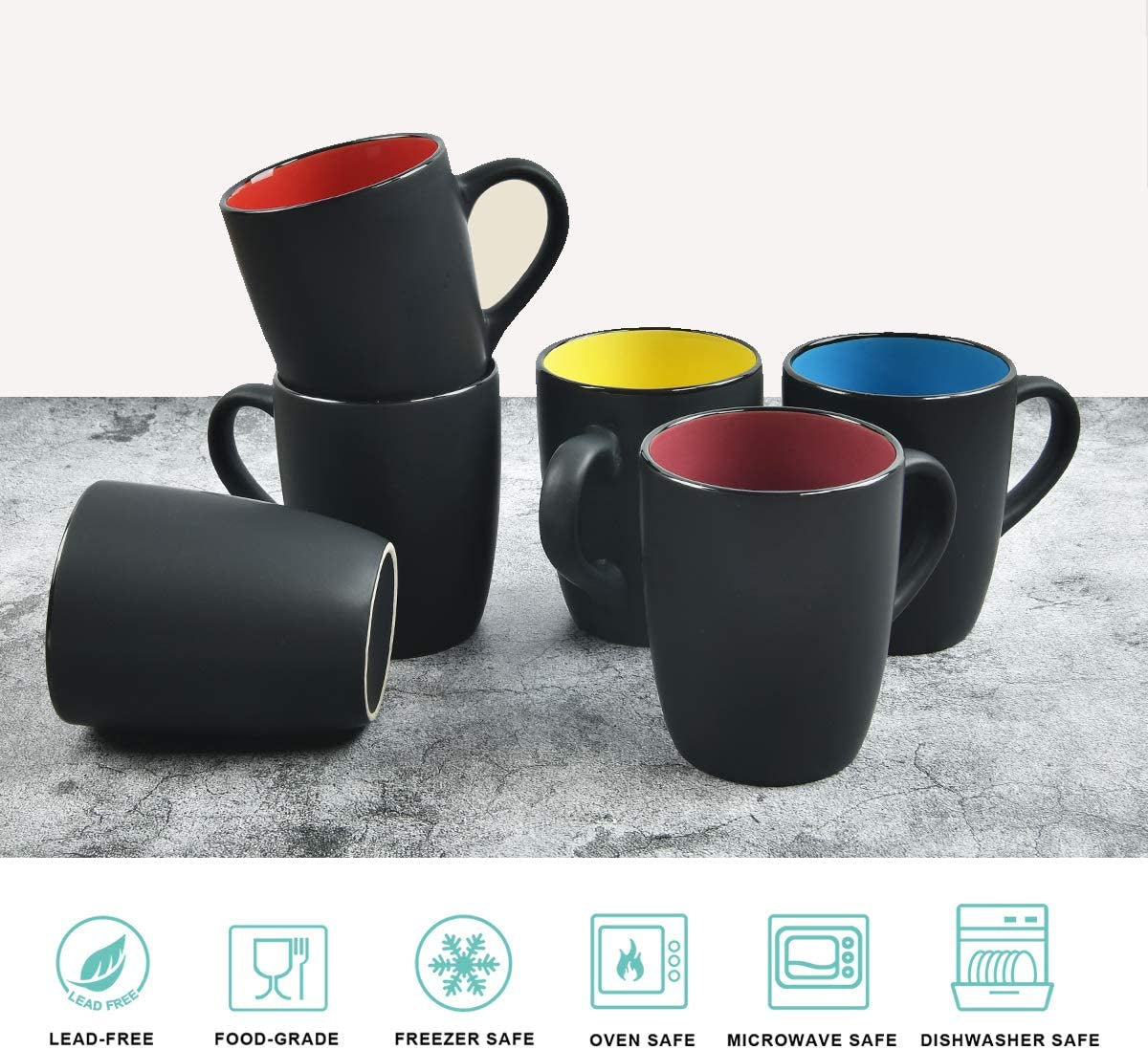 Lifecapido Ceramic Coffee Mug, 1 Pack Large Coffee Mug, 16Oz Restaurant Coffee Mug with Handle, Black Porcelain Mug for Office and Home, Large Ceramic Coffee Cup for Coffee Tea Cocoa Juice, Green