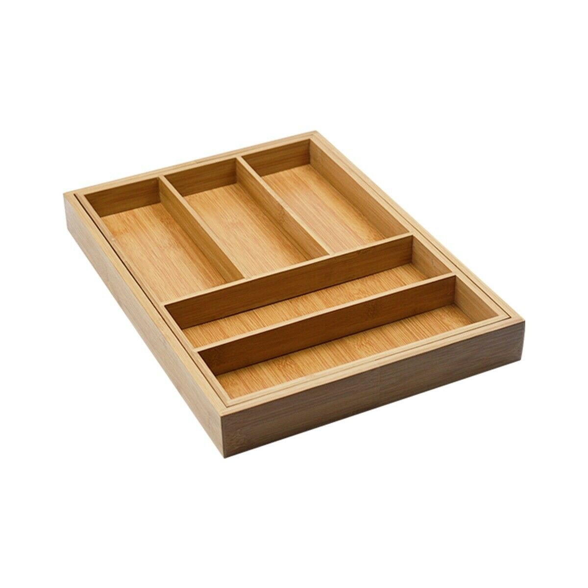 Expandable Bamboo Cutlery Tray Utensil Drawer Kitchen Organizer Insert
