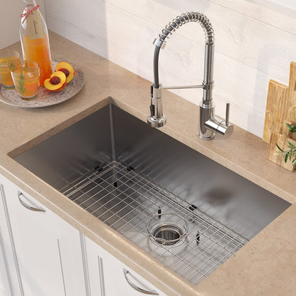 KRAUS 30-Inch 16 Gauge Standart PRO Kitchen Sink Combo Set with Bolden 18-Inch Kitchen Faucet and Soap Dispenser, Chrome KHU100-30-1610-53CH