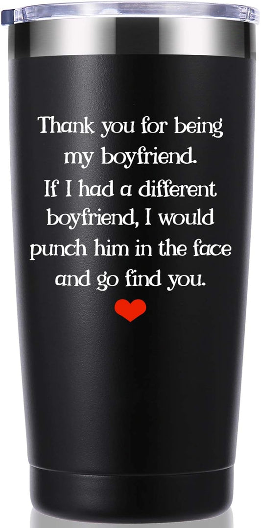 Thank You for Being My Boyfriend 20 OZ Tumbler.Valentines Day Gifts.Dating,Anniversary,Birthday,Christmas Gifts for Boyfriend,Husband,Fiance,Men,Naughty Sexy Beast Travel Mug(Black)