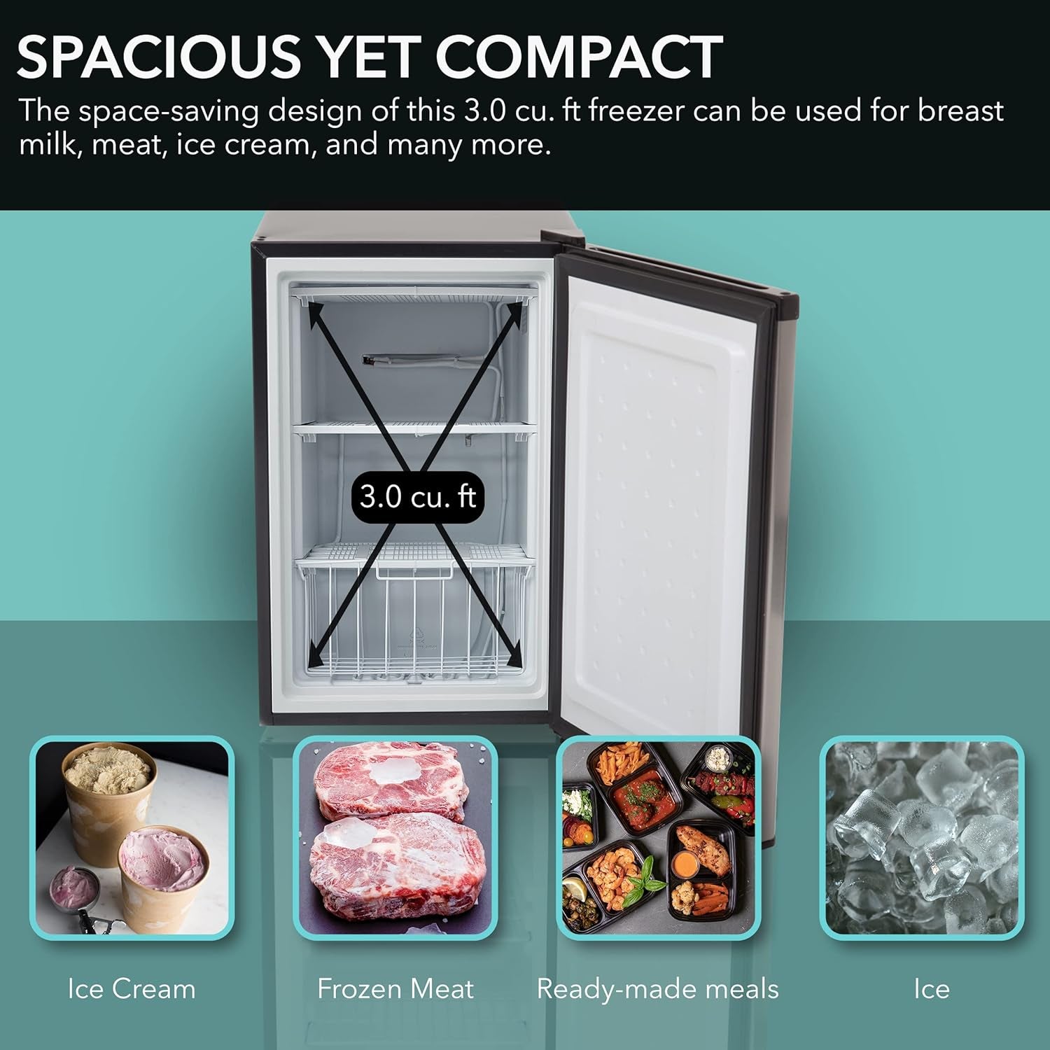 Whynter CUF-301SS Energy Star 3.0 Cubic Feet Upright Freezer, 21" D X 19.5" W X 33.5" H, 3, Stainless Steel