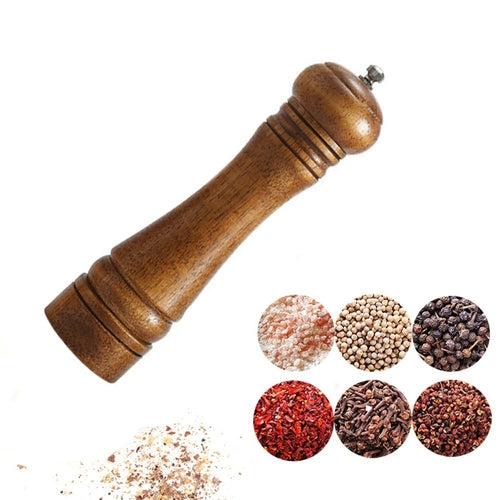 Solid Oak Spice Grinder, 5" 8" 10" Kitchen Utensil Grinding Tool for