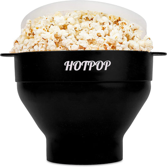 The Original Hotpop Microwave Popcorn Popper, Silicone Popcorn Maker, Collapsible Bowl Bpa-Free and Dishwasher Safe- 20 Colors Available (Black)