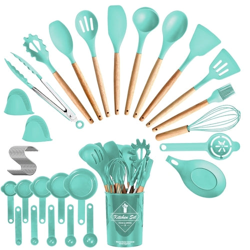 4 Colors Options -- Set Of 35Pcs Kitchen Cooking Utensils Set Spatula