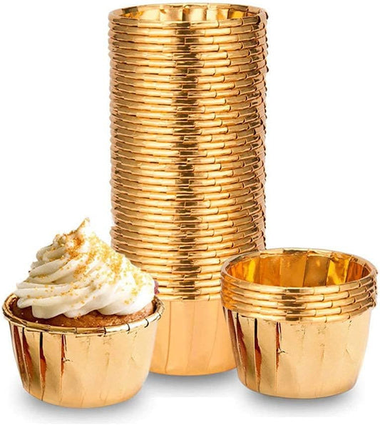Aluminum Foil Cupcake Cups Cupcake Liners 100Pcs Disposable Ramekin Muffinbaking Cups Little Foil Cups Cupcake Ramekin Holder Cups Ramekins for Baking Foil Baking Cups