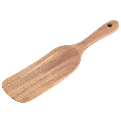 Wooden Spurtle Natural Teak Wood Spatulas Non-Stick Utensils Tools Stirring Spatula Kitchen Cookware for Stirring Mixing Serving(26cm)