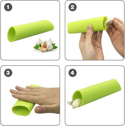 Gudoqi Garlic Press Rocker, Stainless Steel Garlic Mincer Garlic Crusher, Garlic Chooper with Peeler and Scraper Brush, Garlic Press with Ergonomic Handle, Innovative Kitchen Gadgets