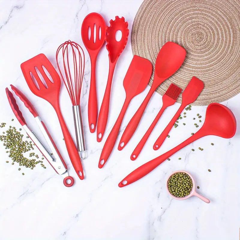 10pcs Heat Resistant Silicone Kitchen Utensil Set