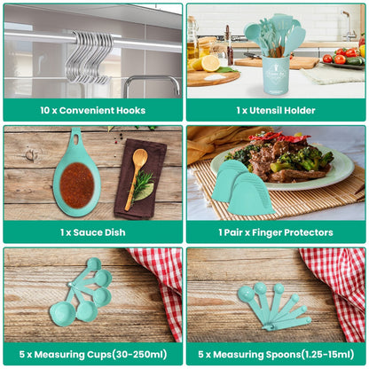 4 Colors Options -- Set Of 35Pcs Kitchen Cooking Utensils Set Spatula