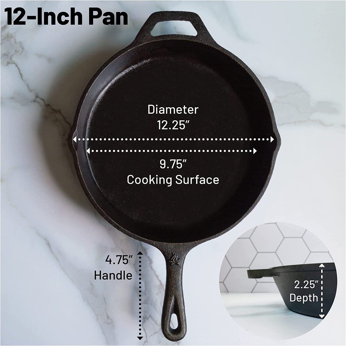 Backcountry Iron 12 Inch round Large Pre-Seasoned Cast Iron Skillet