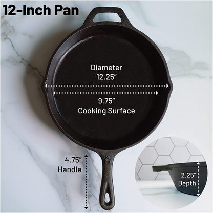 Backcountry Iron 12 Inch round Large Pre-Seasoned Cast Iron Skillet