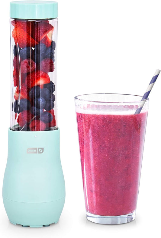 Dash Mighty Mini 10 Oz Compact Personal Bottle Blender with Travel Lid, Aqua