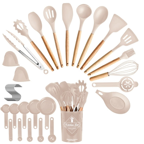 4 Colors Options -- Set Of 35Pcs Kitchen Cooking Utensils Set Spatula