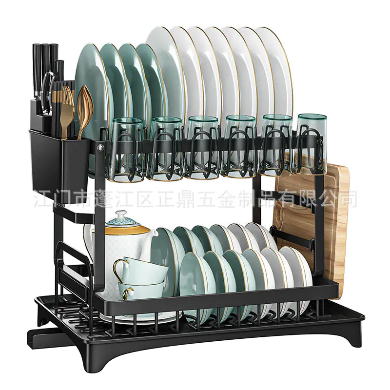 2-Tier Kitchen Dish Drying Rack for Utensils and Bowls