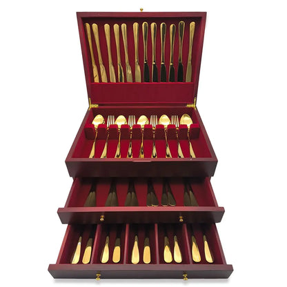 TOUTEK Storage Box 3-Layer Flatware Storage Case with DrawerWood Chest Tarnish Proof Felt Lined Storage Silver Chest for Kitchen Rustic Silverware Case for Storing Fine Flatware and Utensils