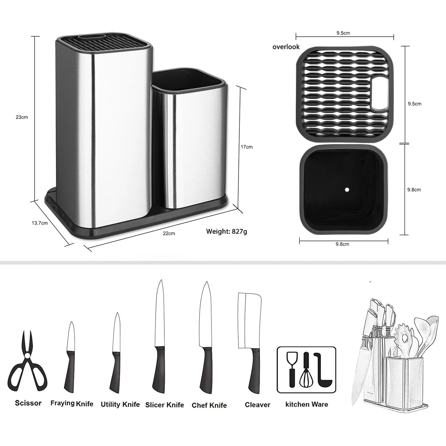 XITUO-portacuchillos de acero inoxidable, herramienta de almacenamiento de moda de alta calidad, cuchillo de Chef Damasco, cuchillo para carne, soporte de cocina multiherramienta 