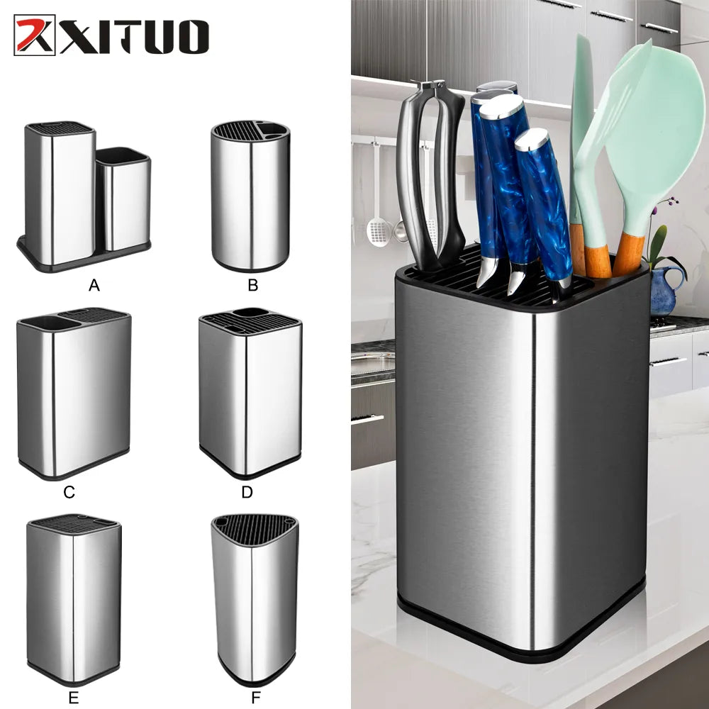 XITUO-portacuchillos de acero inoxidable, herramienta de almacenamiento de moda de alta calidad, cuchillo de Chef Damasco, cuchillo para carne, soporte de cocina multiherramienta 