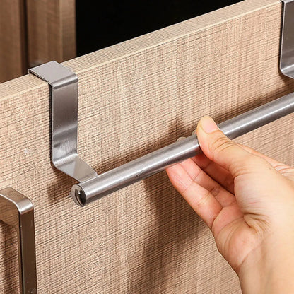 Towel Rack Over Door Towel Bar Hanging Holder Stainless Steel Bathroom Kitchen Cabinet Towel Rag Rack Shelf Hanger