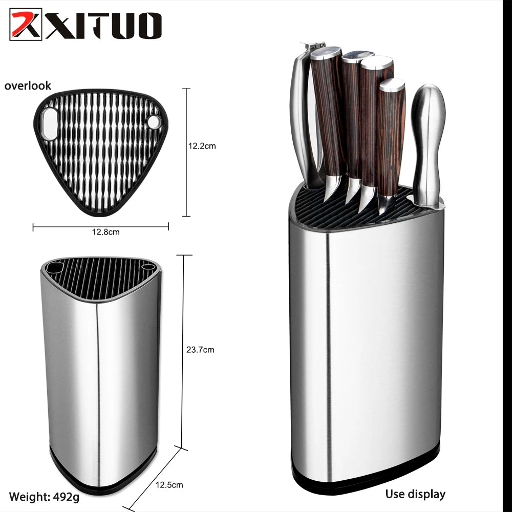 XITUO-portacuchillos de acero inoxidable, herramienta de almacenamiento de moda de alta calidad, cuchillo de Chef Damasco, cuchillo para carne, soporte de cocina multiherramienta 