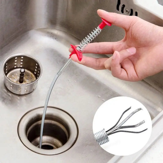 60cm Spring Pipe Dredging Tools, Drain Snake,Sewer Dredge Pipeline Hook Clog Remover Cleaning Tools Household for Kitchen Sink