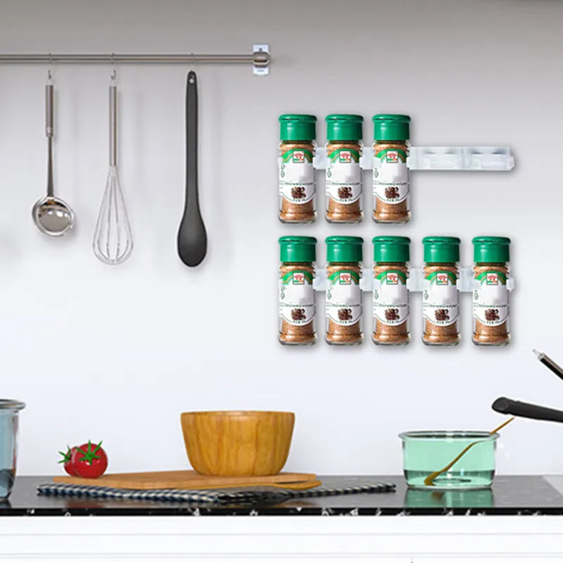 Spice Rack Wall Mount Kitchen Organizer Seasoning Bottle Holder Hanging Spice Jars Clip Cabinet Organizer Spice Storage Rack