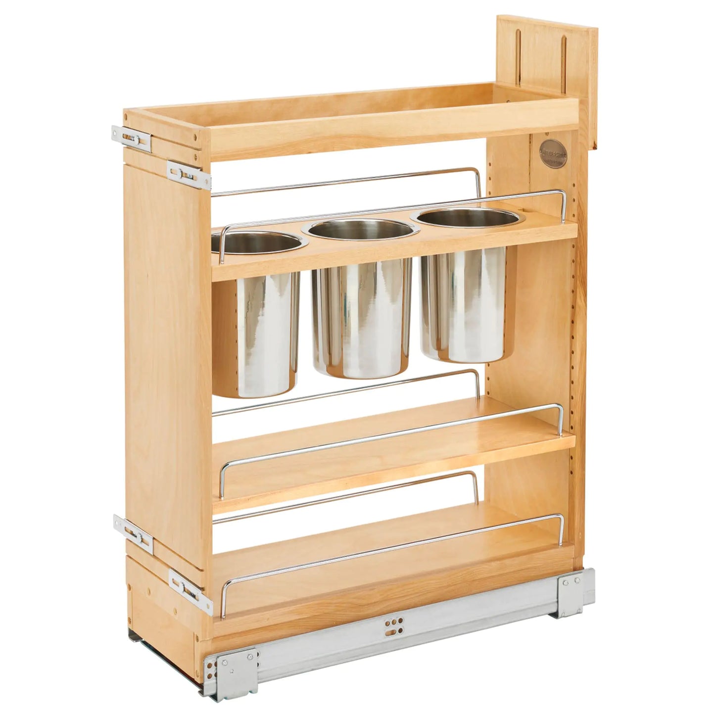 Rev-A-Shelf 8" Pull Out Storage Organizer for Base Kitchen Cabinets w/ Soft-Close Sliding Shelves for Utilities Utensils or Spices 448UT-BCSC-8C