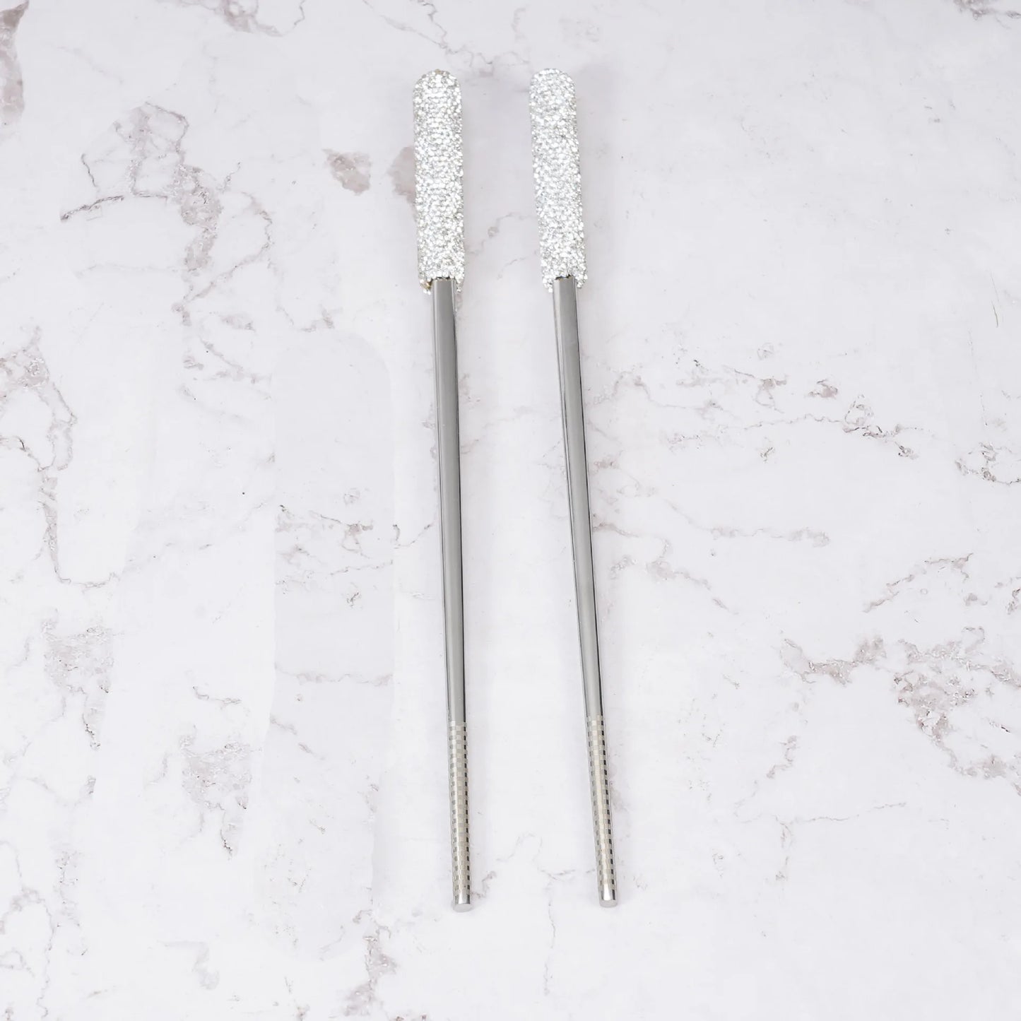 A Pair Stainless Steel Chopsticks with Box Tableware Luxury Dinnerware Bling Rhinestone Chopsticks Kitchen Utensils Xmas Gift