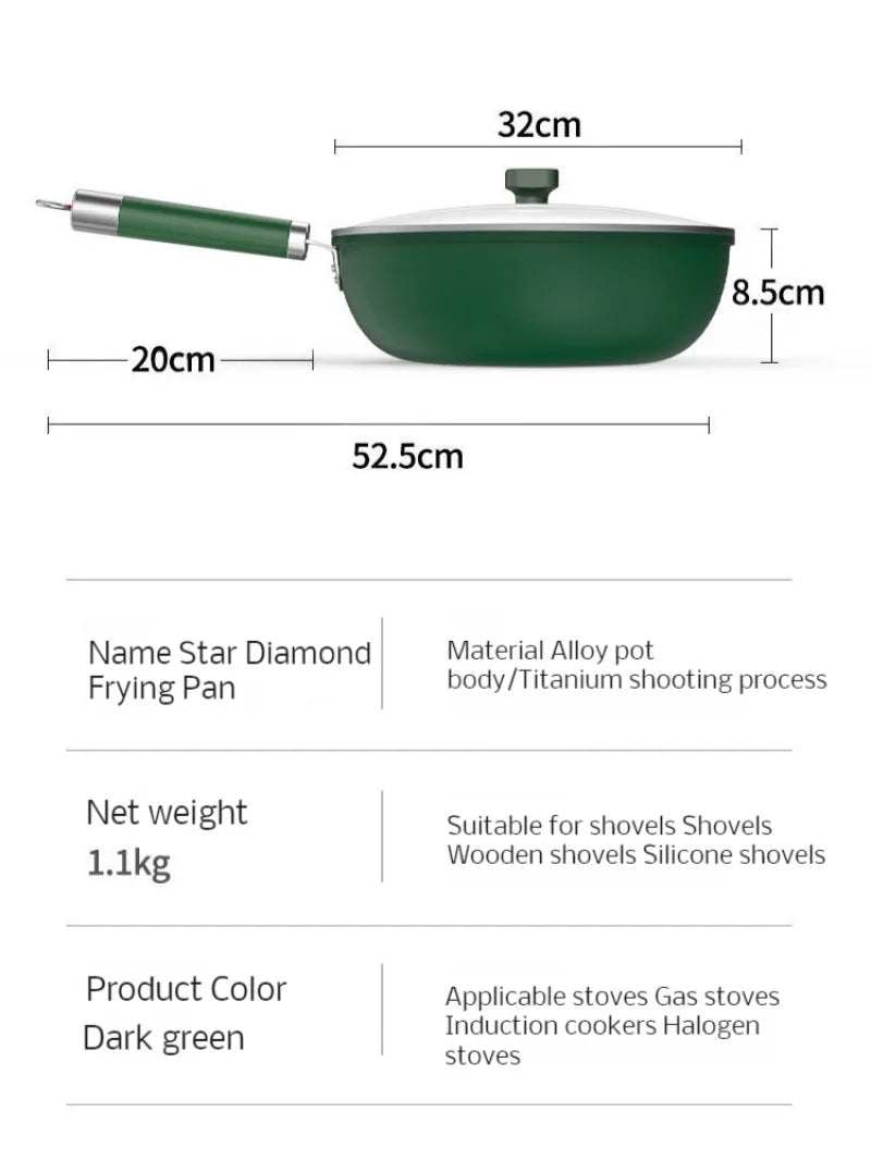 Wearresistant frying pan upgraded crystal diamond nonstick household induction cooker frying pan Non Stick Pancake Pans