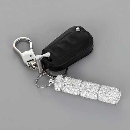 Bling Diamond Pill Case Medicine Storage Box Organizer Bottle with Keyring Portable Metal Rhinestone Pill Box for Travel