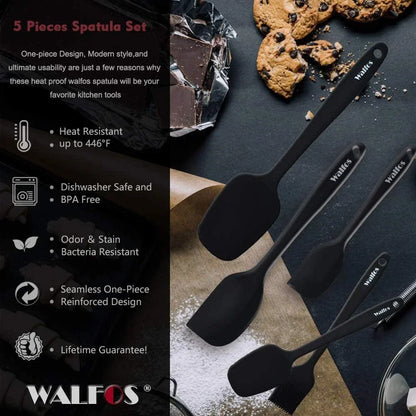 WALFOS utensilios de cocina herramientas de cocina juego de espátula de silicona cuchara espátulas para pastel para cocinar hornear y mezclar 