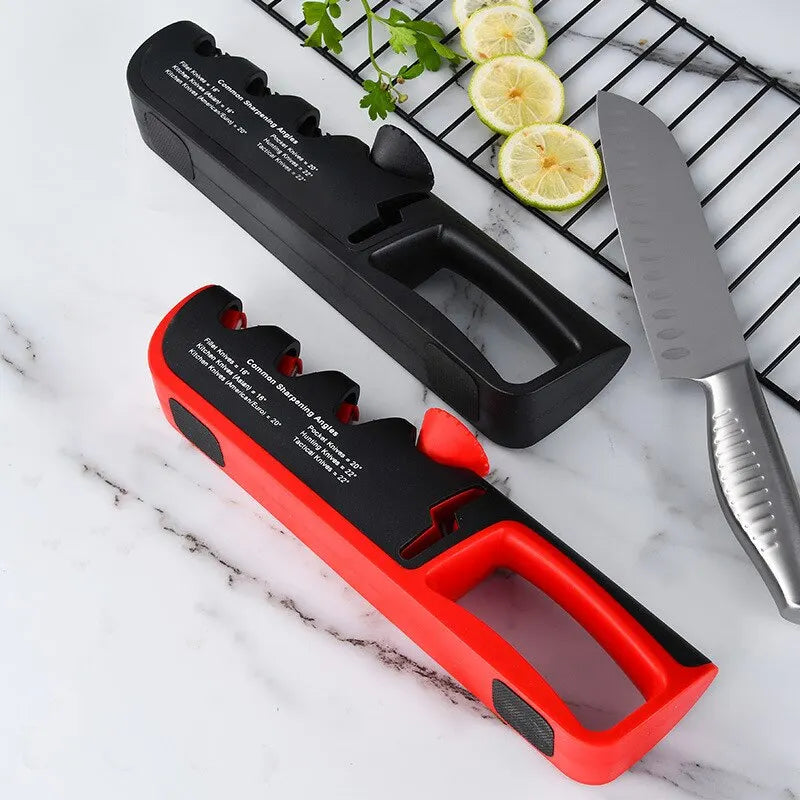 1Pc Black/Red Stainless Steel Kitchen Facilitative Sharpener Tool Angle Adjustable Five In One Knife Sharpener Professional