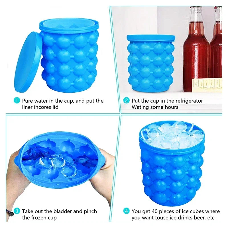 Ice Cube Mold Silicone Ice Cube Maker Tray Portable Bucket Wine Drinking Whiskey Freeze Ice Cooler Beer Cabinet Kitchen Tools