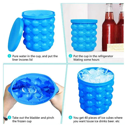 Ice Cube Mold Silicone Ice Cube Maker Tray Portable Bucket Wine Drinking Whiskey Freeze Ice Cooler Beer Cabinet Kitchen Tools