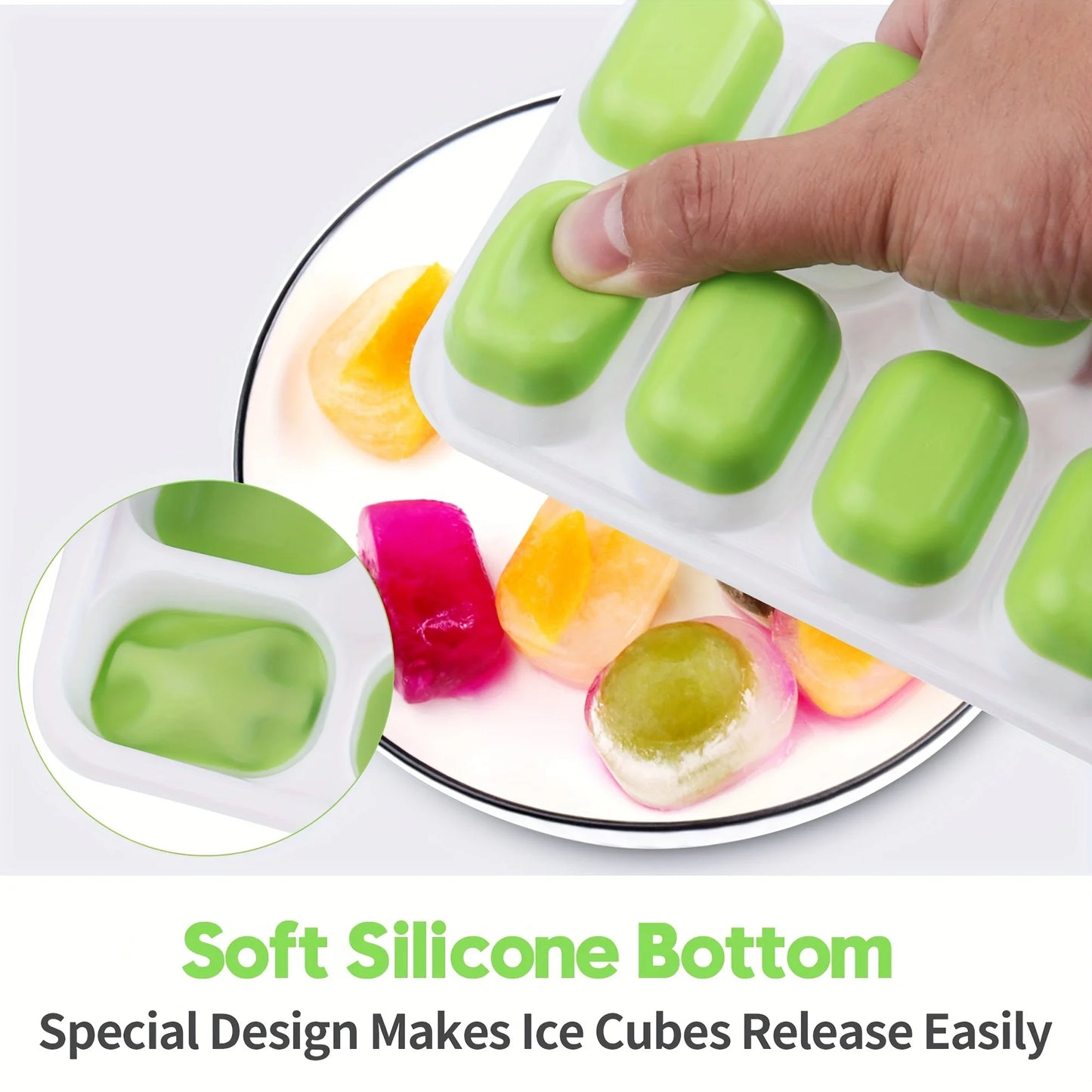 1pcs, Silicone Ice Cube Mold, Easy-Release & Flexible Mold With Spill-Resistant Removable Lid, Stackable Ice Trays With Covers